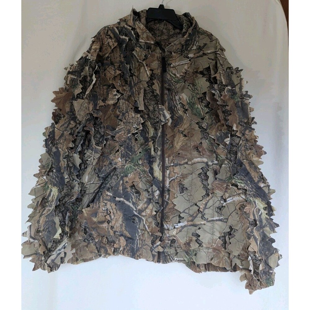 Cabela’s 3D Leafy Camo Hunting Jacket Sz 2XL  Hooded Realtree Style Concealment